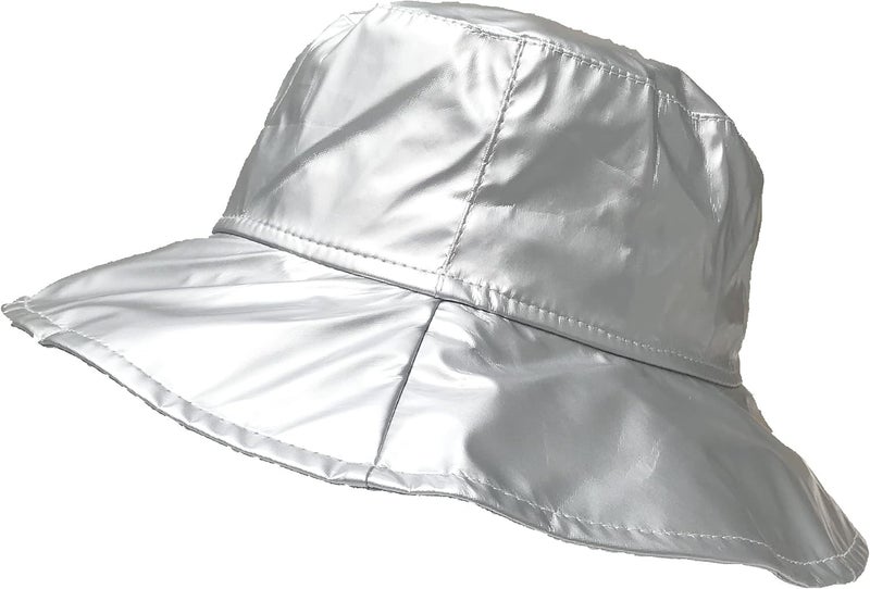 , Wide-Brimmed Vinyl Rain Hat (12-Light Grey Silver/M)